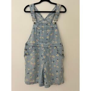 VTG Villager Sport A Liz Claiborne Company 12P 100% Cotton Floral Demin Overalls
